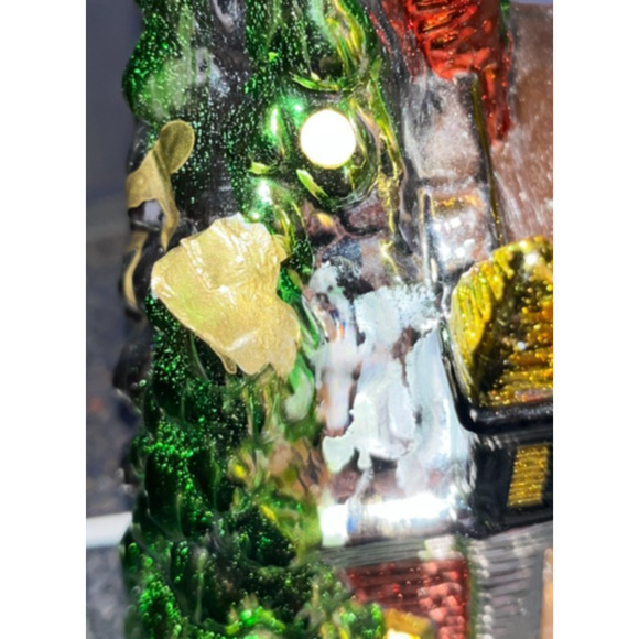 Vintage Small Light-Up Ceramic Christmas Church Choir Metallic Shiny Brite - Picture 4 of 16